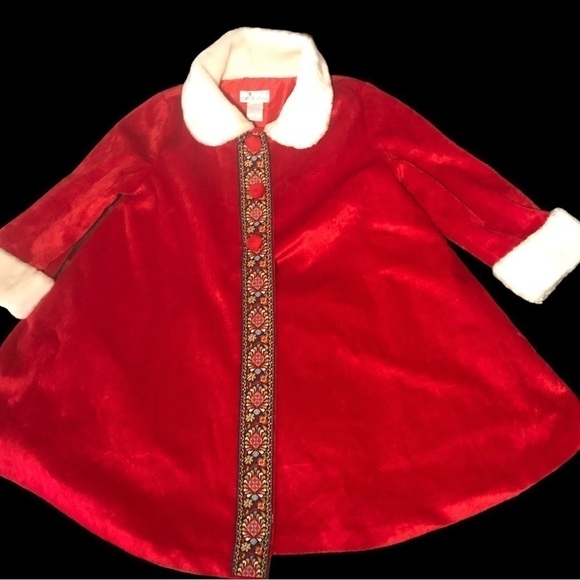 calla collection Other - 3 for $25• Calla Collection red floral faux fur coat girls 6